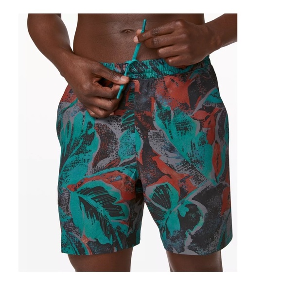 LULULEMON- Pace Breaker Short 7" Linerless Tropical Shadow Shark Teal Multi - Picture 1 of 7